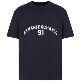 Armani Exchange Men's Big Embroidered Logo, Regular Fit, Blue, XXL T-Shirt, Deep Navy, deep navy