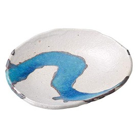 Marui MR-3-3410 Shigaraki Ware Loofah Tatami Plate, Glacier