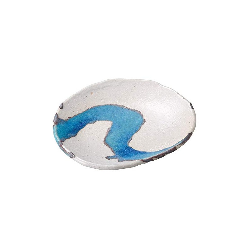 Marui MR-3-3410 Shigaraki Ware Loofah Tatami Plate, Glacier
