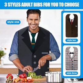 TaTazon - Baberos para adultos, baberos para hombre, lavables, reutilizables, protectores de ropa para adultos con atrapador de migas