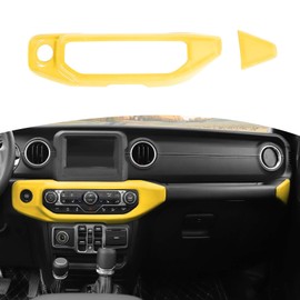 RT-TCZ for Wrangler JL Center Dash Switch Bezel Trim Cover Yellow for Jeep Wrangler JL Gladiator JT 2018-2023 Yellow Interior Accessories 2pcs