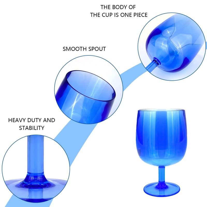 Yalin Set of 6 Unbreakable 12 oz Acrylic Plastic Wine