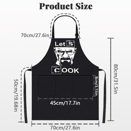 flintronic Funny Cooking Apron Men Women, Waterproof Printed Kitchen Aprons for Men with Three Pockets, Adjustable BBQ Aprons for Kitchen, Restaurant, Coffee House