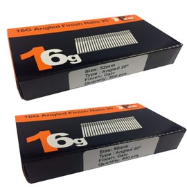 Mixed Handy Packs - Quantity 1000 Brad/Nails16 Gauge Angled for Paslode, Dewalt (32mm + 50mm Angled 16 Gauge)