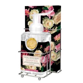 Michel Design Works Foaming Hand Soap & 15-Piece Napkin Set. Midnight Rose, Beautiful Square Container with Pump