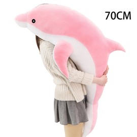 Dolphin Plush Toy 70cm Pink Short Plush PP Cotton Cute Dolphin Stuffed Animal