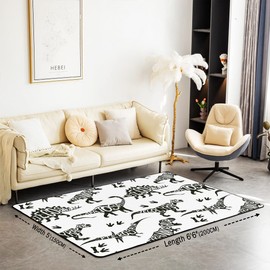 jejeloiu Dinosaur Living Room Rugs Area Rug 3x5 3D Dino Print Accent Rug Set for Jungle Dino Indoor Floor Mat Non-Slip Wild Animal Non Slip Area Runner Rug