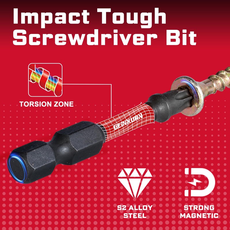 Geinxurn Impact Torx Screwdriver Bits Set, 30 Pieces 2”Magnetic S2