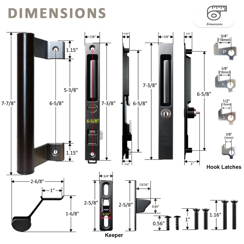 Young Dance Sliding Glass Door Handle Set with Lock -