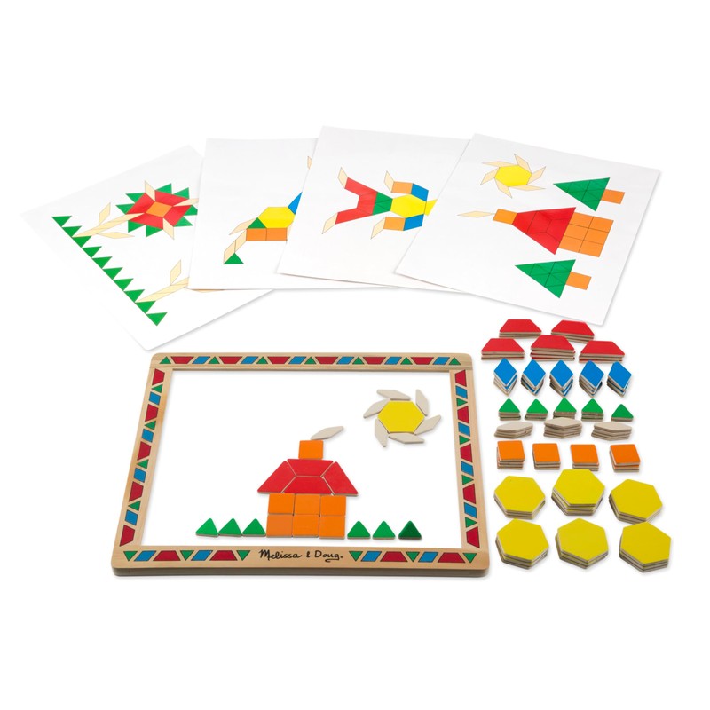 Melissa & Doug Deluxe Wooden Magnetic Pattern Blocks Set -