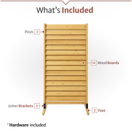 6.1ft H x 3.1ft W (1 Panel) Freestanding or Surface Mounted Enclo Sierra Privacy Screen, Wood Privacy Fence Screen, Outdoor or Indoor Decorative Panel, Great for Balcony, Patio, Deck, EC18031
