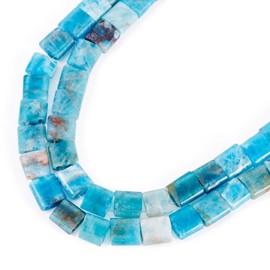 Cheriswelry - 70 abalorio de apatita azul natural de 2 agujeros, abalorio de piedra Tila de 5 mm, abalorio espaciadoras sueltas de piedra curativa para collares, aretes, pulseras, suministros de