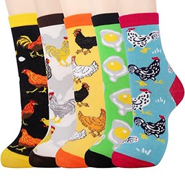 Jeasona Women's Cute Socks Dachshund Chicken Bee Hedgehog Panda Gifts for Women (US, Numeric, 5, 8, Regular, Regular, Multicolored Chicken)