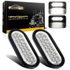 Partsam 2x Oval Clear Lens White Stop Turn Tail Backup