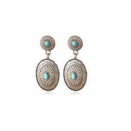 Country Concert Outfits for Women Western Earrings for Women Turquoise Western Outfit Oval Silver Earrings Dangle Country Concert Dress