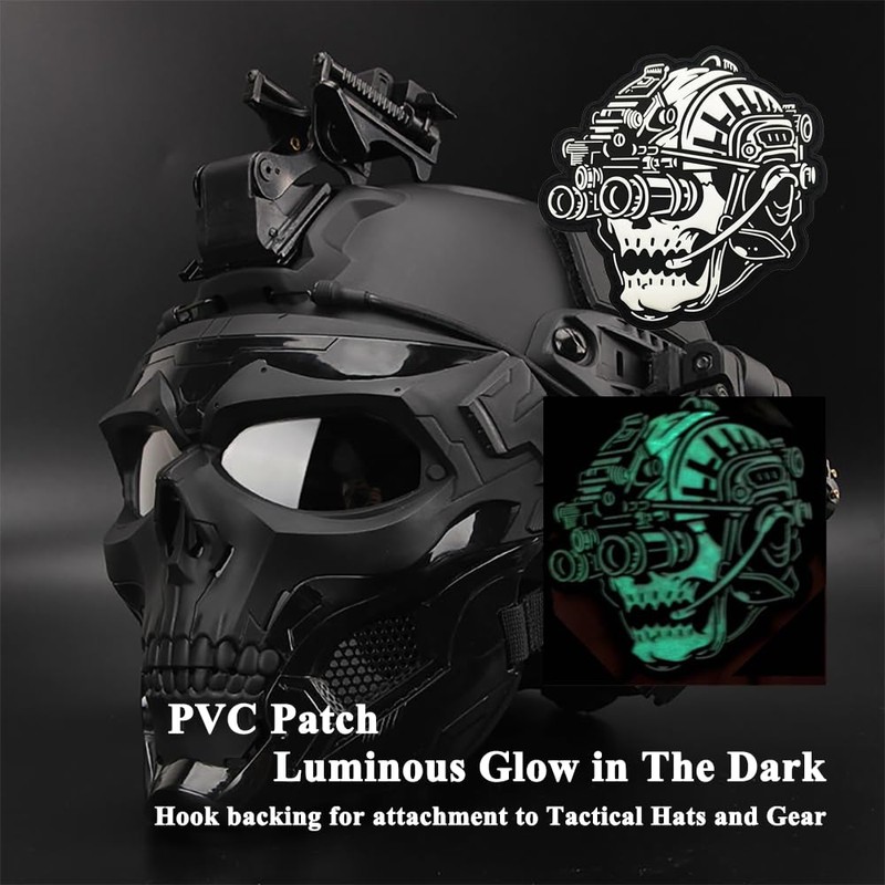 2 PCS AliPlus Skull Night Vision Goggles Patch Luminous Patch