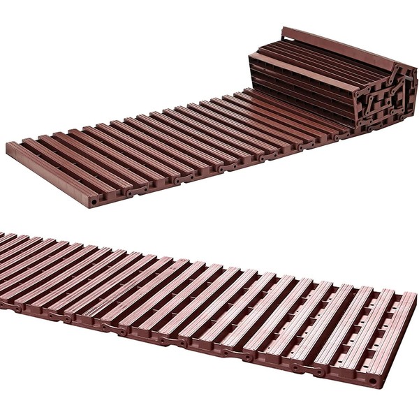 1.39m Brown or Grey Instant Garden Roll Out Temporary Path – Creates Foot passage and Even Terrain – Non Slip and Flat Surface to Walk on – Easy to Fold and Transport (64pc (5.56m), Brown)