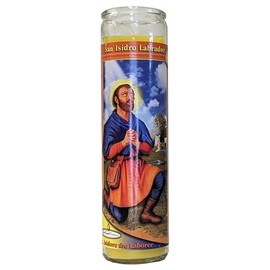 San Isidro Labrador (St. Isidore The Laborer) Yellow Pillar Devotional Candle