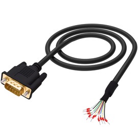 CybNemo DB9 Male Connector RS232 RS485 9 Pin Serial Port Extension Cable 24 AWG Wire D-SUB 9 Pin to Bare Wire with Terminal Breakout -Black-1M (DB9 Male)