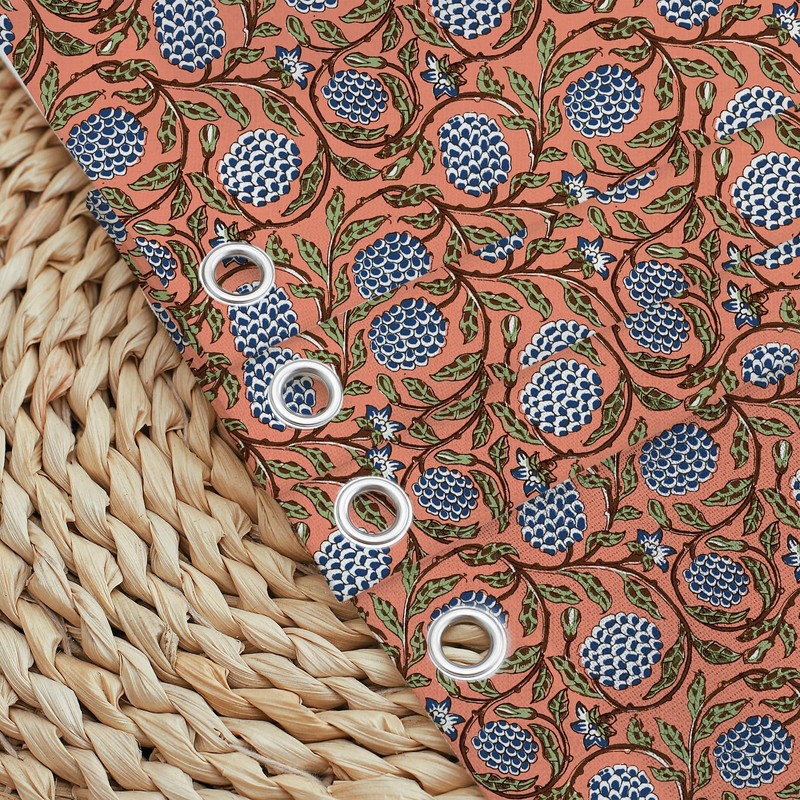 MUGINYU Boho Burnt Orange Floral Shower Curtain - 72x72 Inches,Cotton
