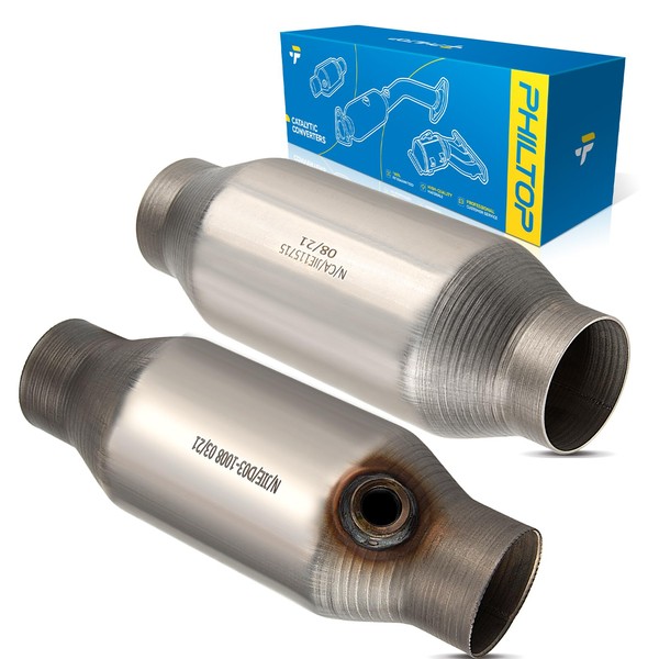 PHILTOP Catalytic Converter for 2.5 Inch Inlet/Outlet Universal High Flow