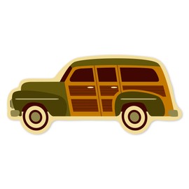 Die Cut Sticker Woody, Station Wagon, Geometric, Contour Vinyl Sticker 3 to 6 inches, (Waterproof Decal for Cars, Water Bottles, Laptops, Coolers), Large