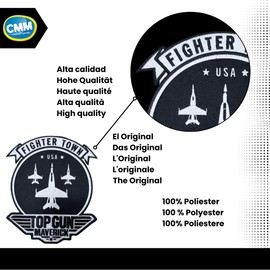 Comercial Mercera, Top Gun Sew-On Patches, Fighter Town Maverick Badge XL, Originals, Sew-On Ideal for Jackets, Patches for Jackets, Personalise Your Top Gun Jacket, Large Format, 100% Polyester