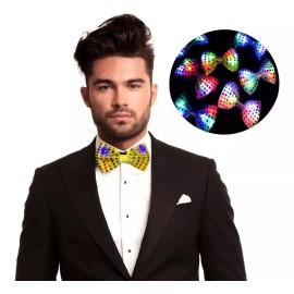 Lecute Moño Luminoso Led Corbata Multicolor Fiesta Collar Neon