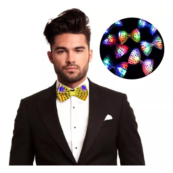 Lecute Moño Luminoso Led Corbata Multicolor Fiesta Collar Neon