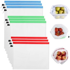 24 PCS Bolsas Reutilizables de Malla para Frutas y Verduras, Bolsas de Tela Malla, Almacenamiento Frutas, Vegetales y Juguete, Bolsas para Supermercado Gran Capacidad, Lavables