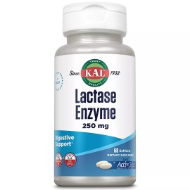 KAL Lactase Enzyme Supplement 60 Softgels for Lactose Digestion Support