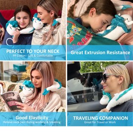 AIHANCH Anime Neck Pillow Dragon White Dragon Plush Toy Kids Travel Neck Pillow Cute Kawaii Dragon Cuddly Toy for Christmas Birthday Gift