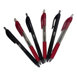 Boligrafo 12 Bolígrafo Retráctil Punto Medio Negro Rojo 6pz Cada Color