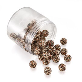 Craftdady 50pcs Leopard Print Round Natural Wood Beads Animal Spacer Beads for Jewelry Making Bracelets Necklaces 13mm Hole Diameter 3mm