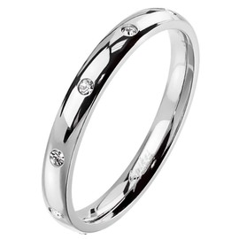 Fantasy Forge Jewelry Eternity Anniversary Ring Womens Stainless Steel Cubic Zirconia Wedding Band Size 5
