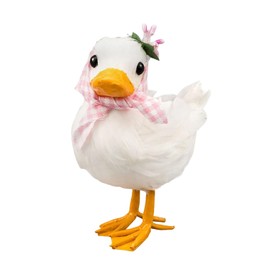 STP Goods Duck/Chicken with Natural Feathers Easter Decoration, Collectible Figurines, Easter Decoration, Tabletop Critter Figurines Home Decoration for Holiday Parties, White, 453378