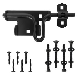 Slide Bolt Gate Latch,Sliding Bolt Door Lock with Padlock Hole for Wooden Fence and Vinyl Gates,mainly used for Fence,shed Door,Yard Door,Barn Door,Outdoor and indoors,Coated with Black-1 pack