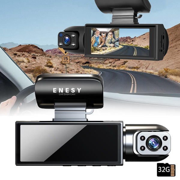 ENESY Car Dash Cam, Front and Rear 1080P HD Car
