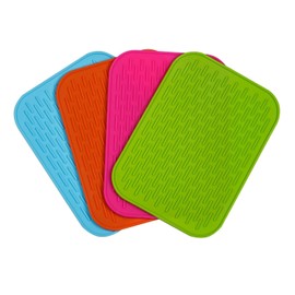 Onwon Durable Flexible Silicone Pot Holder Tableware Pad Coasters Trivet Silicone Pot Holder Non Slip Heat Resistant Hot Pad Tableware Insulation Pad (Super Value Set of 4 Pcs)