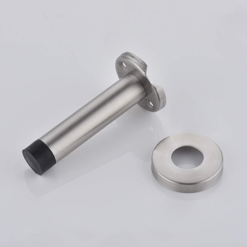 Brushed Stainless Steel Door Stopper with Black Tip – Soft