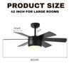 SHOWDI 42 Inch Ceiling Fan with Lights and Remote, 6