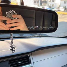 3X Hello Beautiful Rearview Mirror Decal - Cute Funny Passenger Rear View Decals Decor Sticker - Gorgeous Room Accessory for Cute Road Trips - Gift for New Driver - Easy Mount Stickers (Laser)