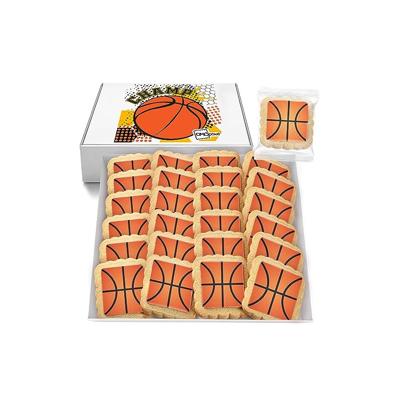 Basketball Cookies Individually Wrapped Party Favors 24 Pack Bulk Sports