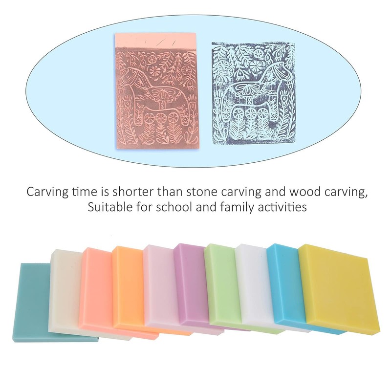 Pack of 10 Rubber Carving Blocks, Stamp Carving Blocks, DIY