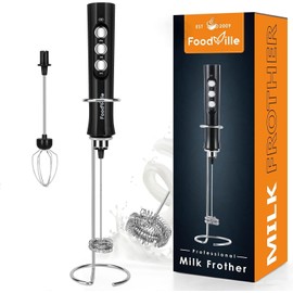 FoodVille Professional Electric Milk Frother With 2 Whisks Rechargeable Kitchen Tool