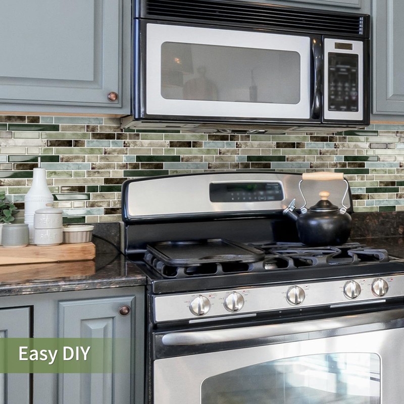 10 Sheet Thick Peel and Stick Kitchen Backsplash Tiles,3D Waterproof