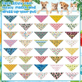 Aliceset 240 Pcs Summer Hawaii Dog Bandana Bulks Flamingo Fruit Patterns Printing Dog Kerchief Set Bibs Triangle Pet Scarf Soft Gifts Daily Cat Puppy Costume Accessories for Small and Medium Puppy