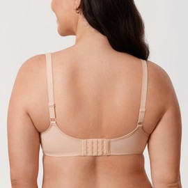 DELIMIRA Women's Confishape Full Coverage Bra Plus Size Supportive Underwire Unlined Comfortable Bras Beige 36E