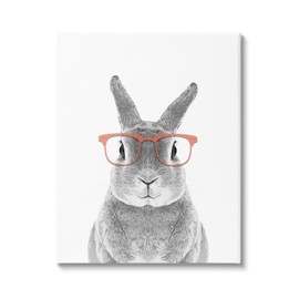 Stupell Industries Cute Bunny Rabbit Glasses Monochrome Illustration, Design by Annalisa Latella