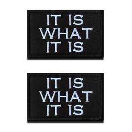 Pack of 2 Funny Biker Patches, It Is What It Is, Embroidered Patch with Hook and Loop Bands, Patches Compatible with Velcro, Military, Morale, Tactical Emblem, 8 x 5 cm